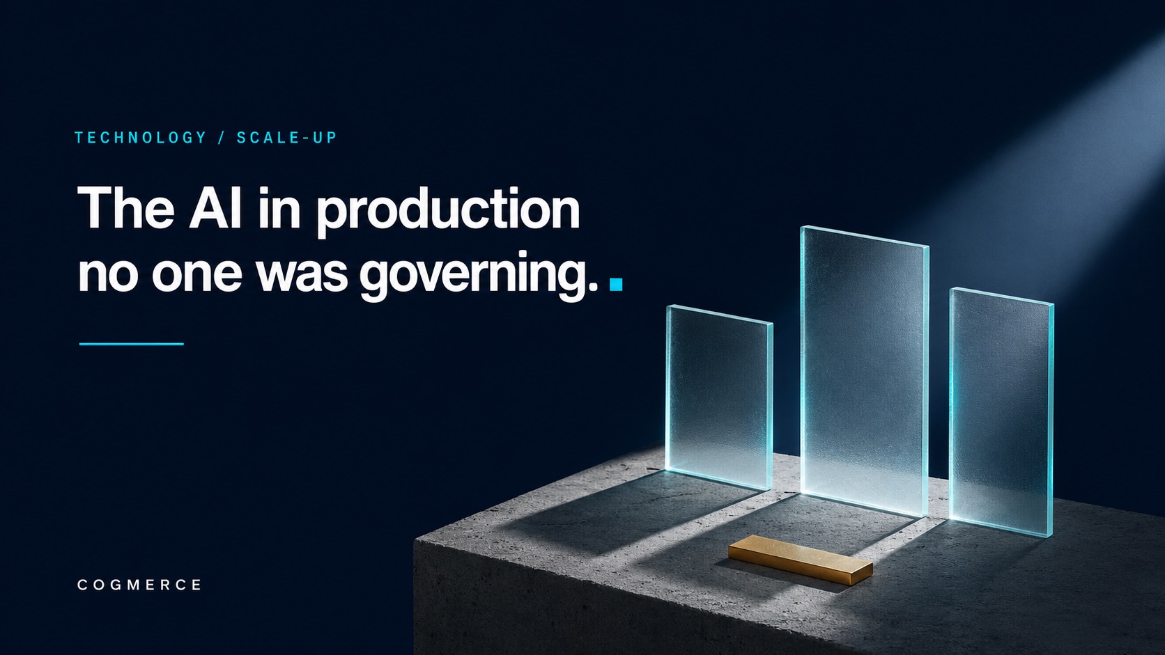 The AI in production no one was governing — glass panels revealed by a shaft of light